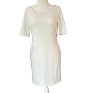 Karl Lagerfeld Paris White Pearl Embellished Sheath Dress Women's Size 8 *Read